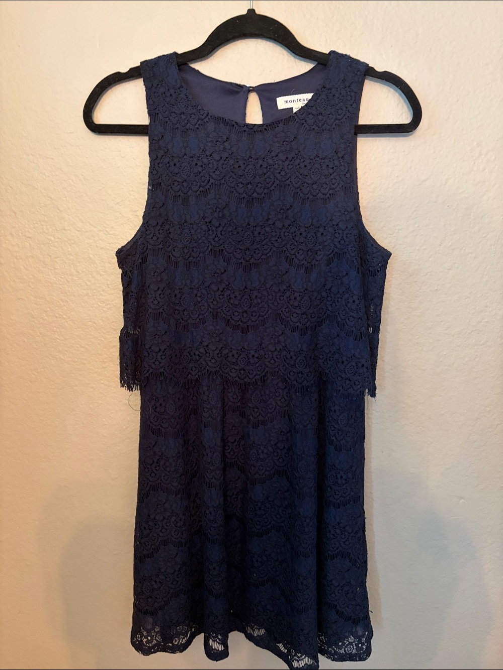 Monteau Navy Lace Mini Dress